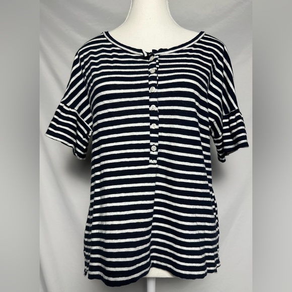 Abercrombie & Fitch Tops - ABERCROMBIE & FITCH 100% Cotton Striped Nautical Preppy Short Sleeve Size M